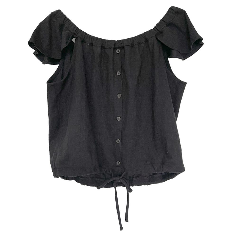 Madewell Size XXL Black Off Shoulder One Petal Sleeves
